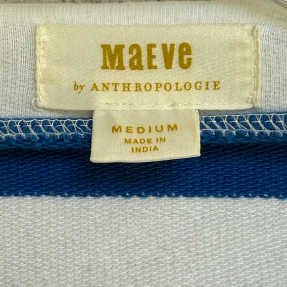 Anthropologie Maeve Blue/White French Terry Sweatshirt Size Medium - Picture 4 of 16